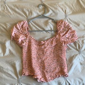 Guess pink flowered crop top